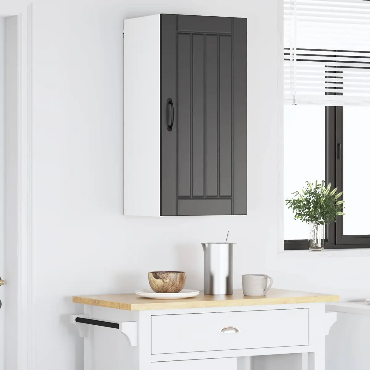 Wall Cabinet Engineered Wood 40x31x80cm Black Kitchen Storage Unit