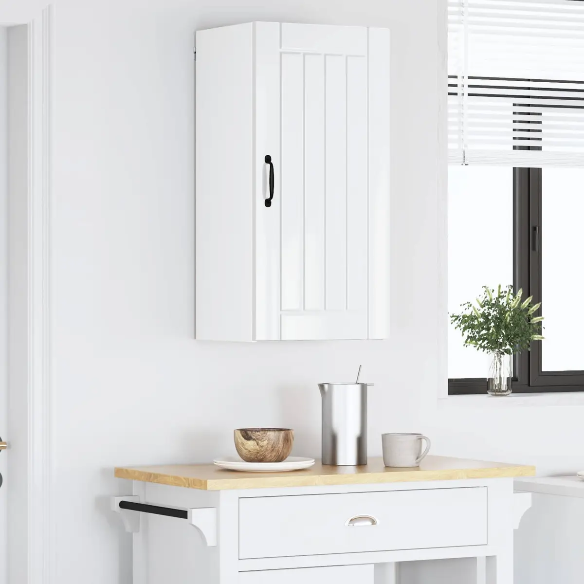 High Gloss White Wall Cabinet for Kitchen Storage