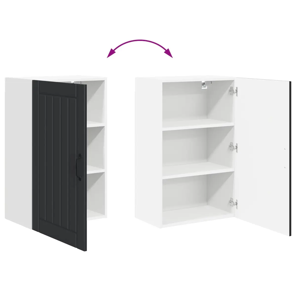 Black Engineered Wood Wall Cabinet for Kitchen Storage