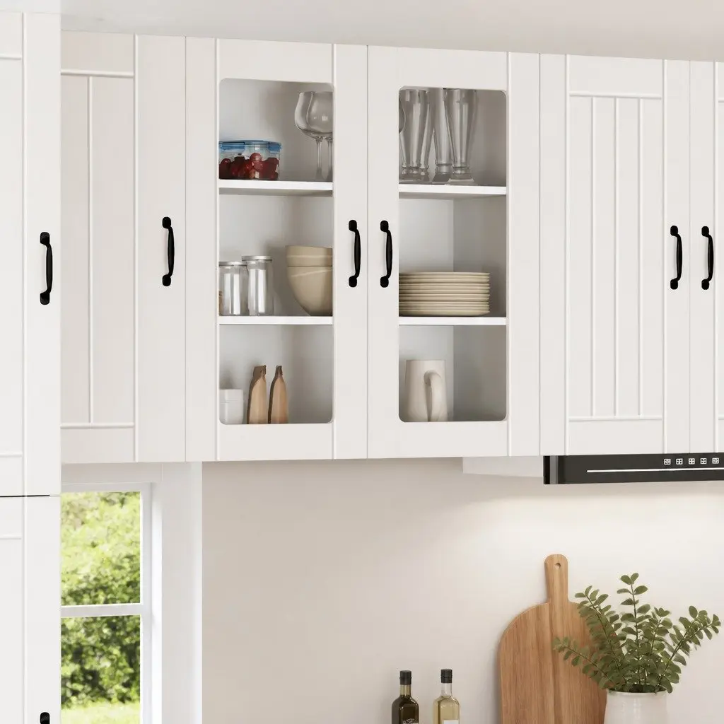 Wall Glass Cabinet Engineered Wood 80x31x80cm White
