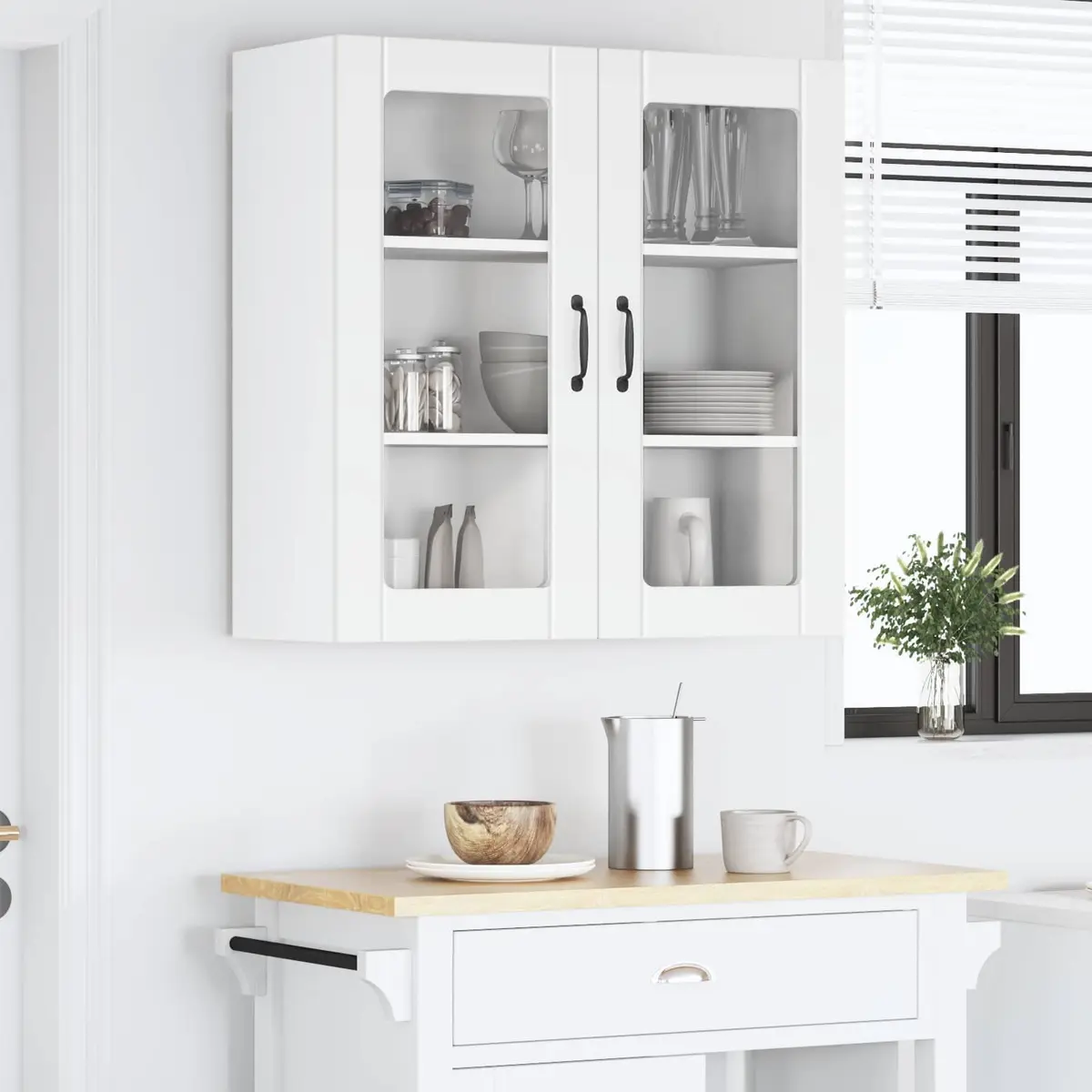 Wall Glass Cabinet Engineered Wood 80x31x80cm White