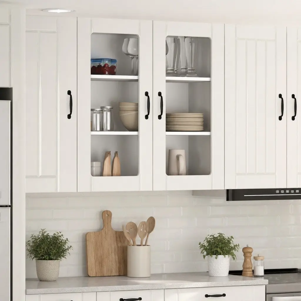 Wall Glass Cabinet Engineered Wood 80x31x80cm High Gloss White