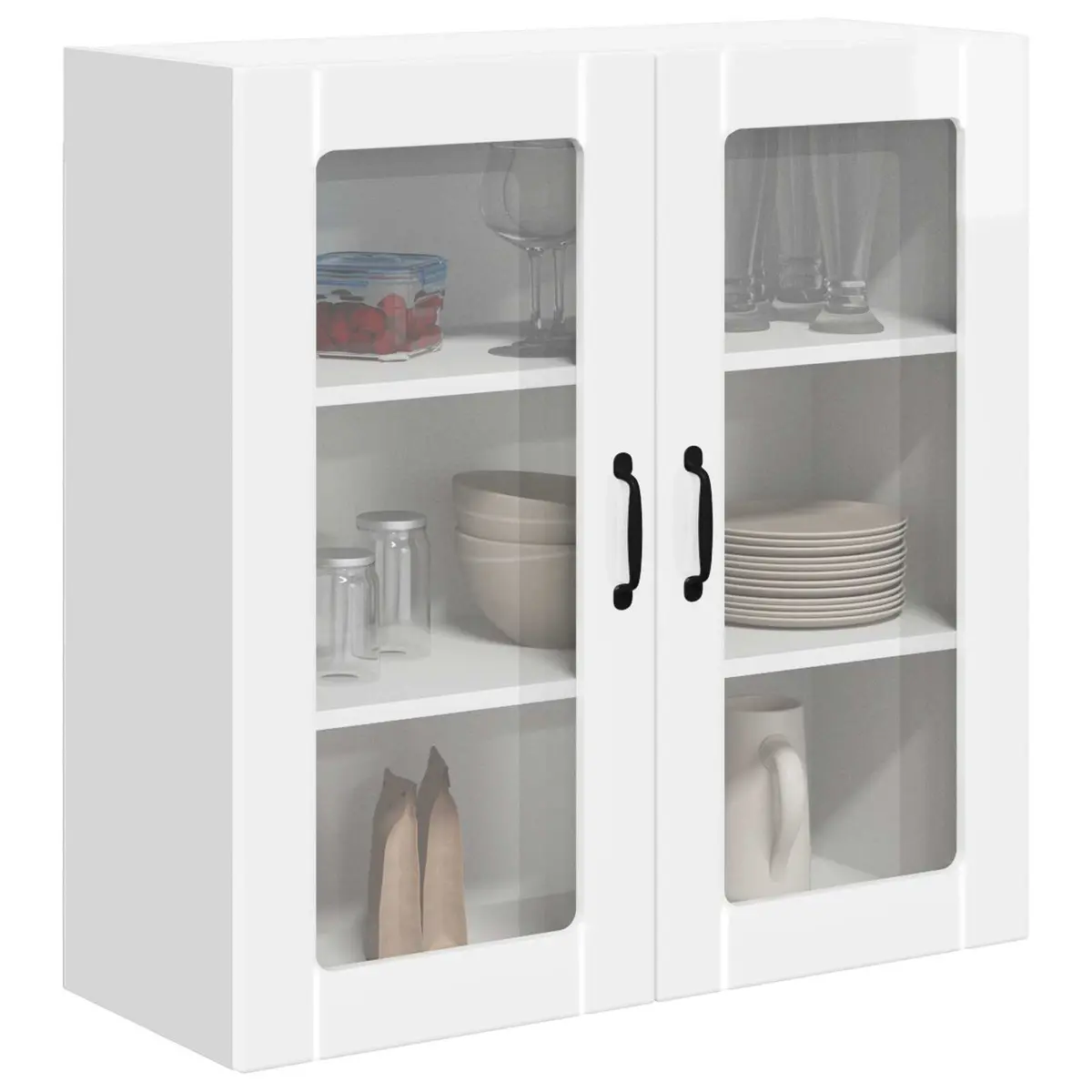 Wall Glass Cabinet Engineered Wood 80x31x80cm High Gloss White