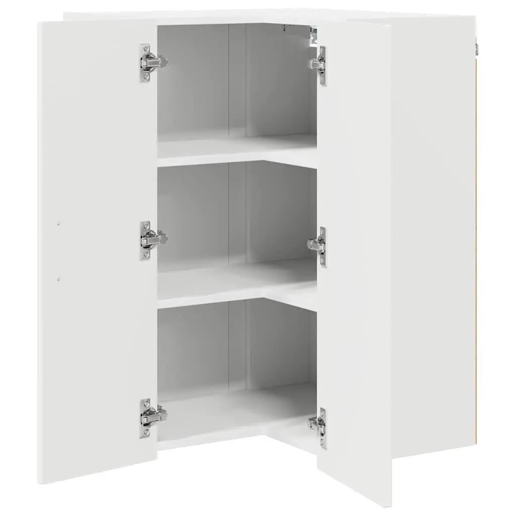 White Engineered Wood Corner Cabinet for Kitchens