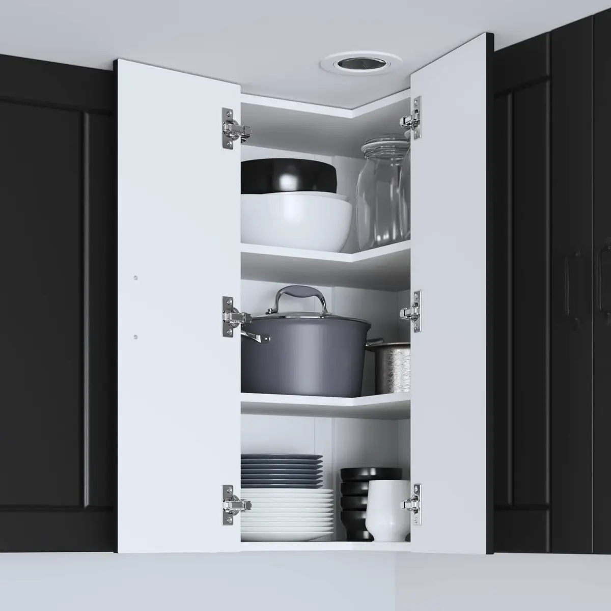 Black Wall Corner Cabinet for Kitchen Storage