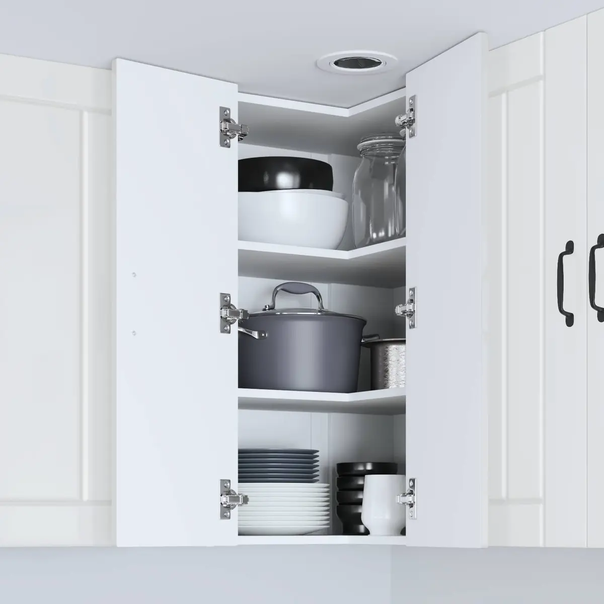 High Gloss White Modern Kitchen Corner Cabinet