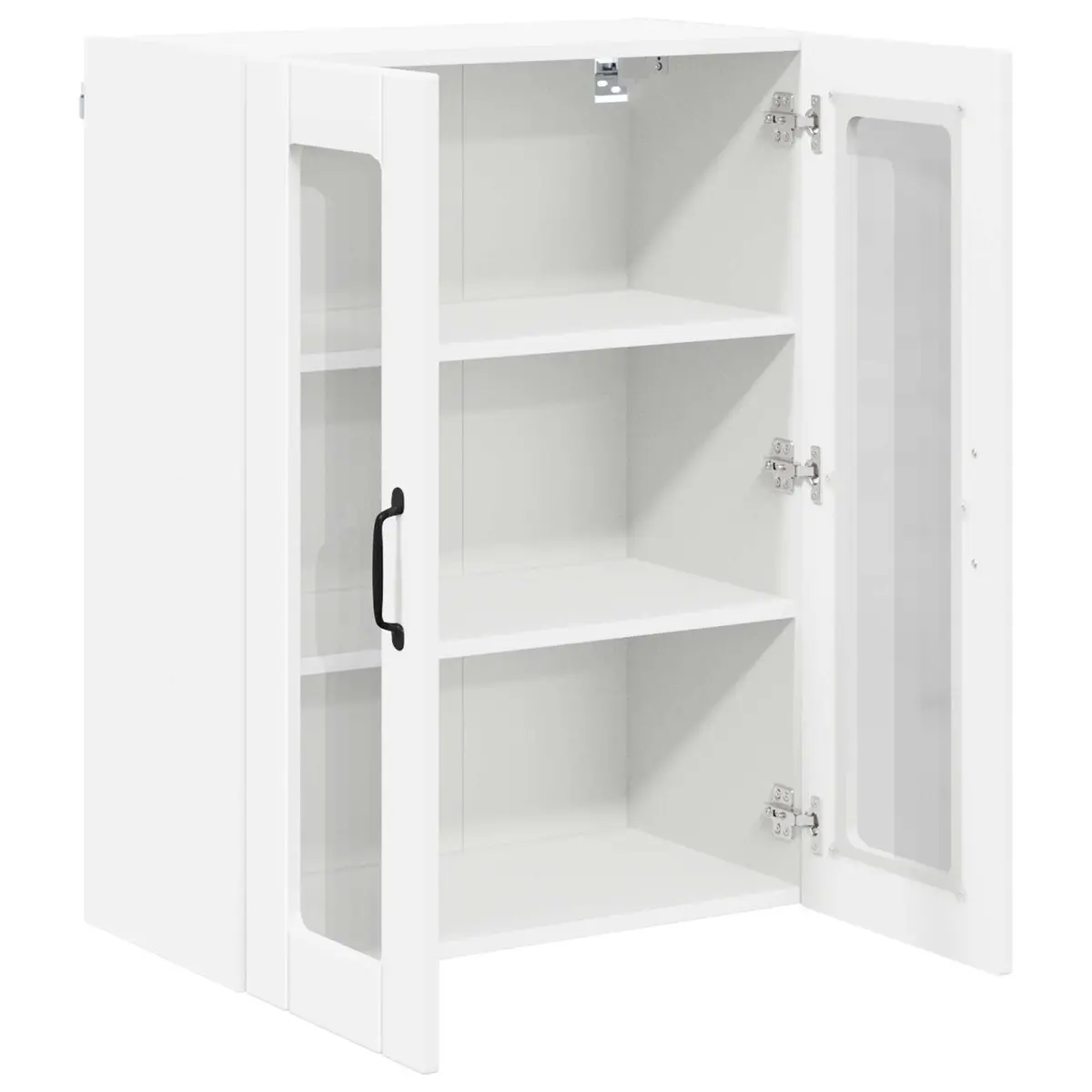Wall Glass Cabinet White Kitchen Storage Engineered Wood 60 x 31 x 80 cm Modern