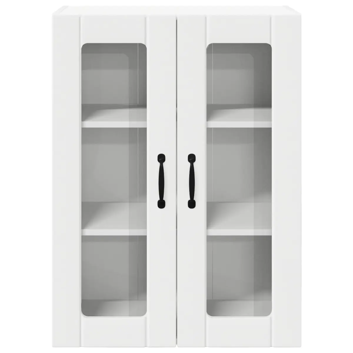 Wall Glass Cabinet White Kitchen Storage Engineered Wood 60 x 31 x 80 cm Modern