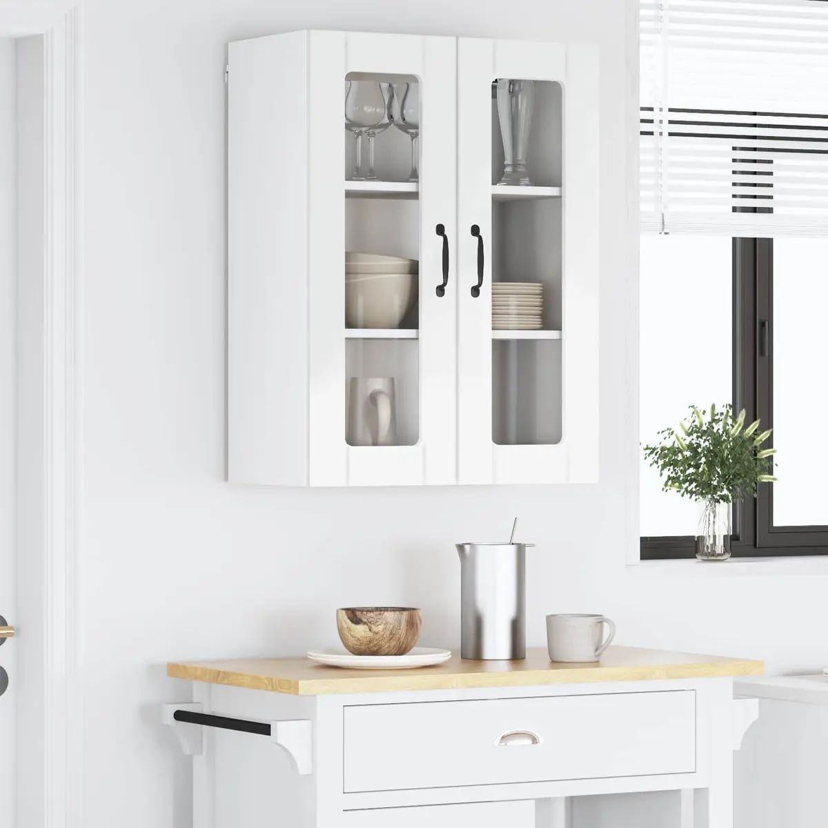 Wall Cabinet Engineered Wood 60x31x80cm High Gloss White