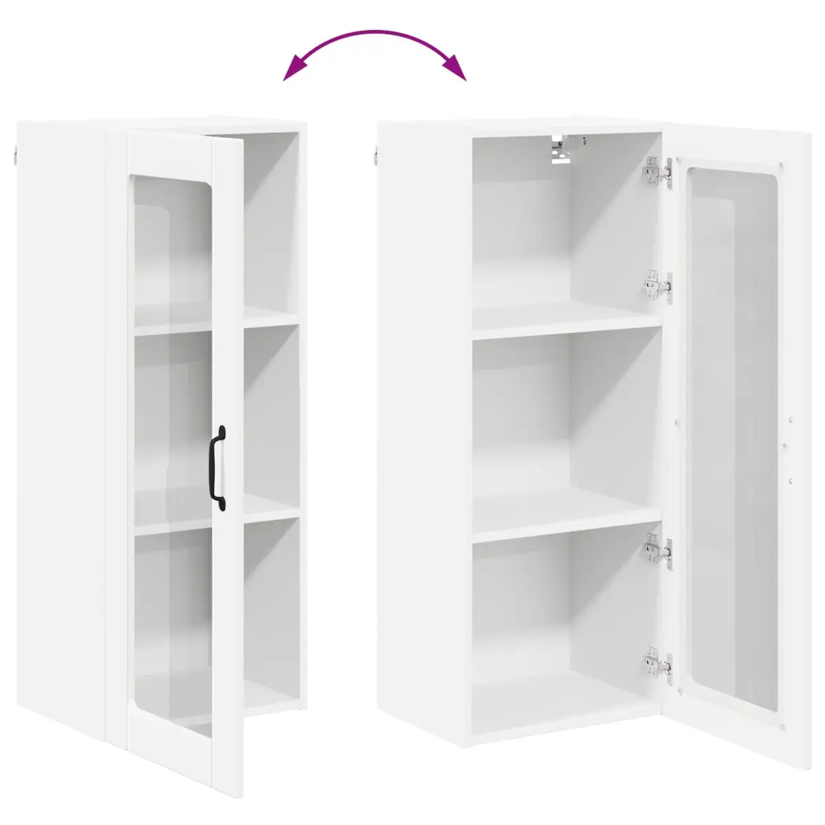 Wall Glass Cabinet White Kitchen Storage Unit Engineered Wood 40 x 31 x 100 cm