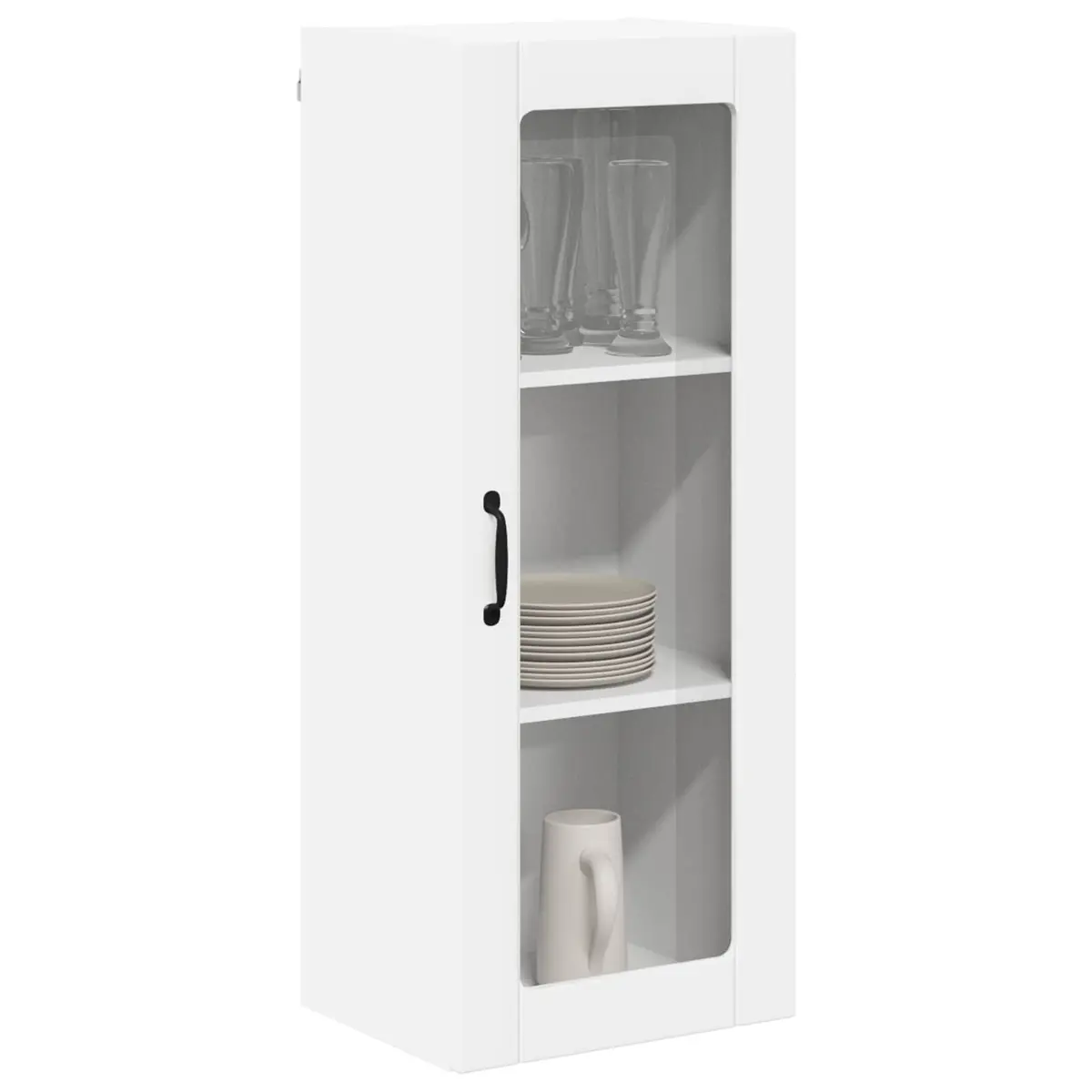 Wall Glass Cabinet White Kitchen Storage Unit Engineered Wood 40 x 31 x 100 cm