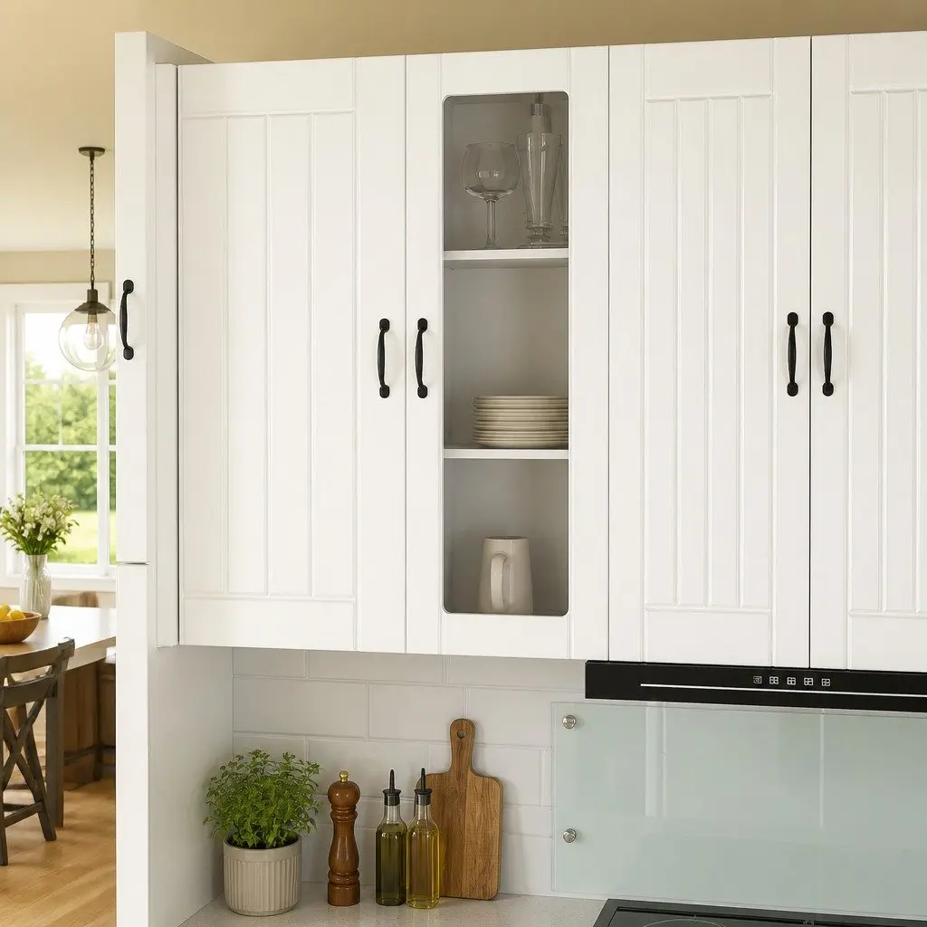 High Gloss White Wall Glass Cabinet for Kitchen Storage