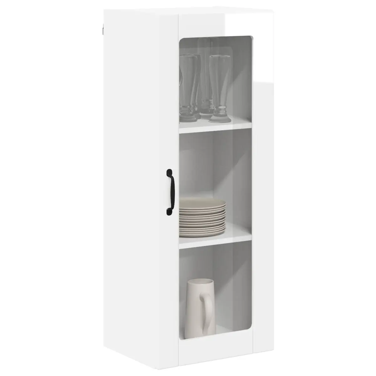 High Gloss White Wall Glass Cabinet for Kitchen Storage