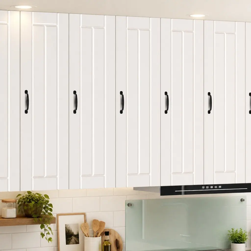 White Engineered Wood Wall Cabinet for Kitchens