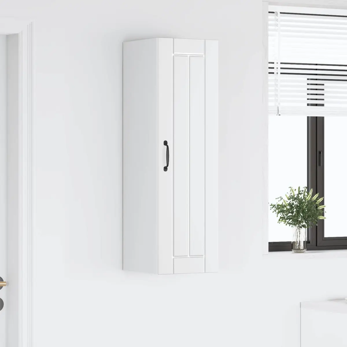 White Engineered Wood Wall Cabinet for Kitchens