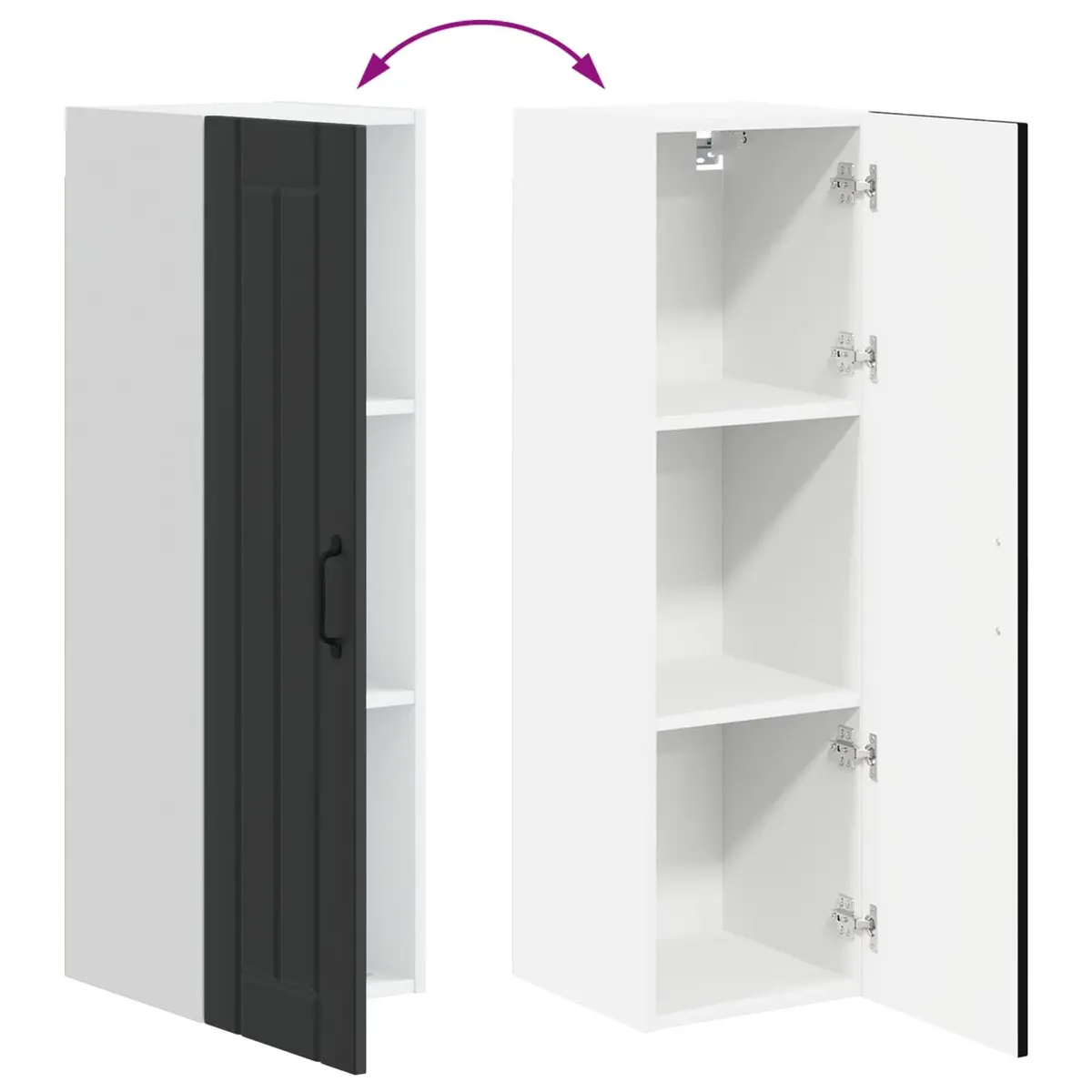 Engineered Wood Wall Cabinet in Black for Kitchen Storage