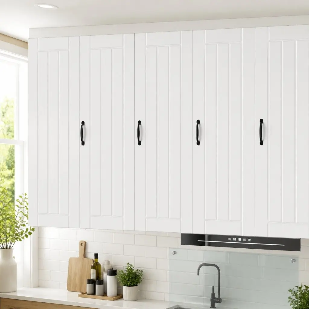 White Engineered Wood Wall Cabinet for Kitchens