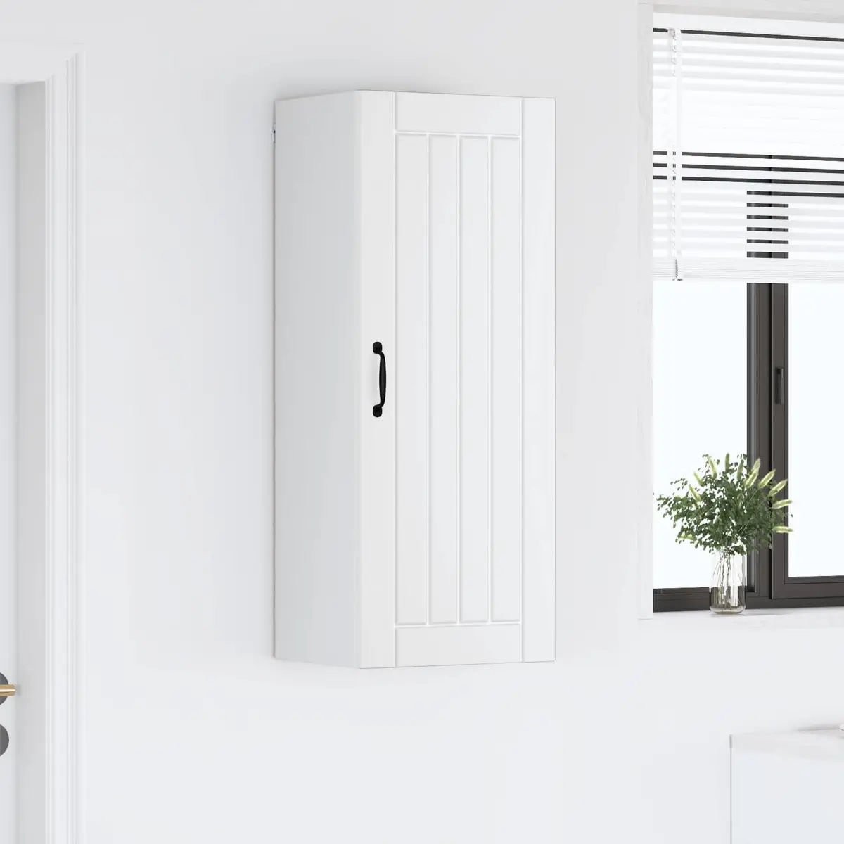 White Engineered Wood Wall Cabinet for Kitchens