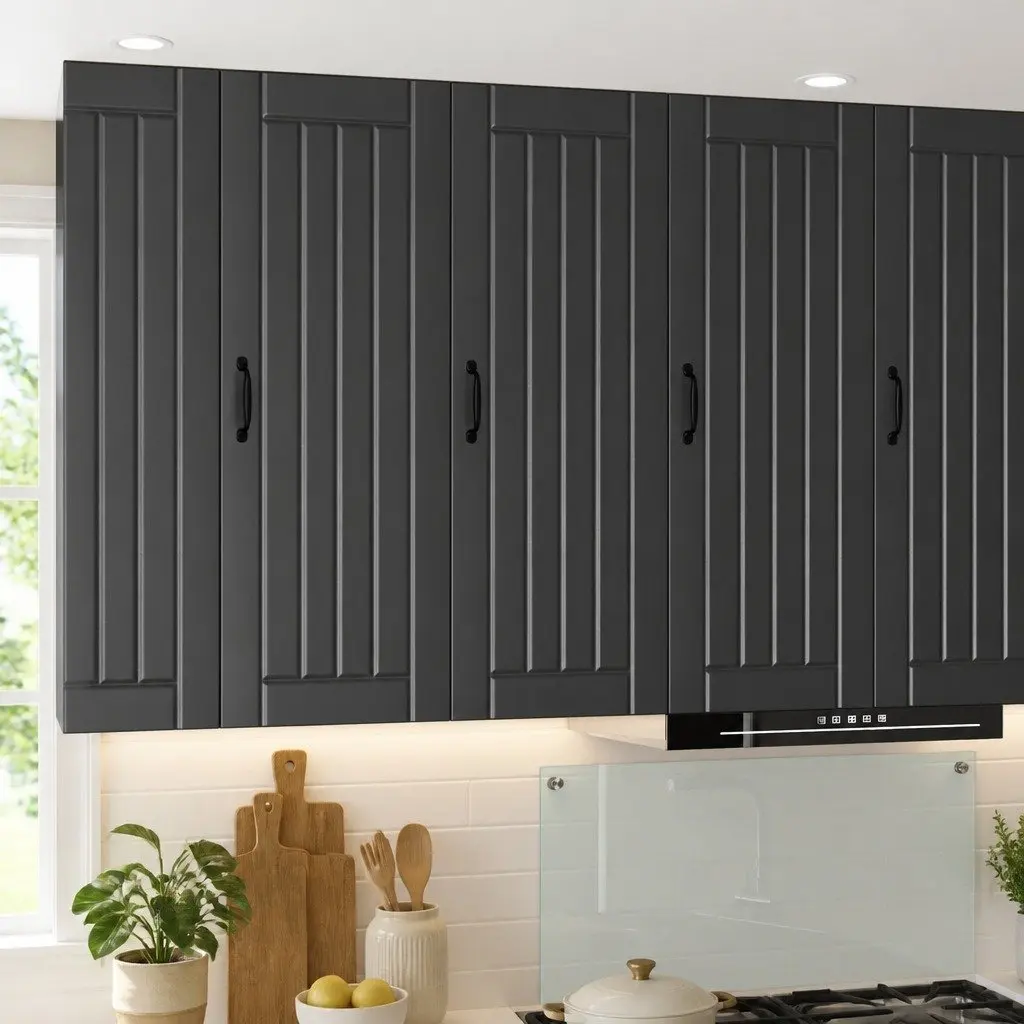 Engineered Black Wall Cabinet for Kitchen Storage
