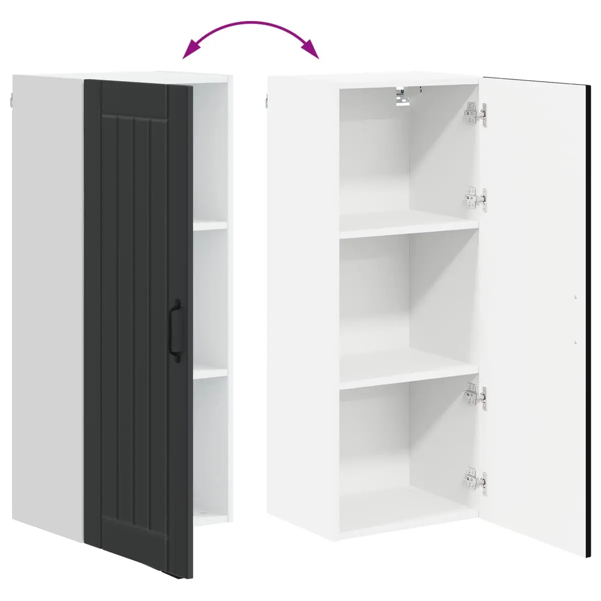 Engineered Black Wall Cabinet for Kitchen Storage