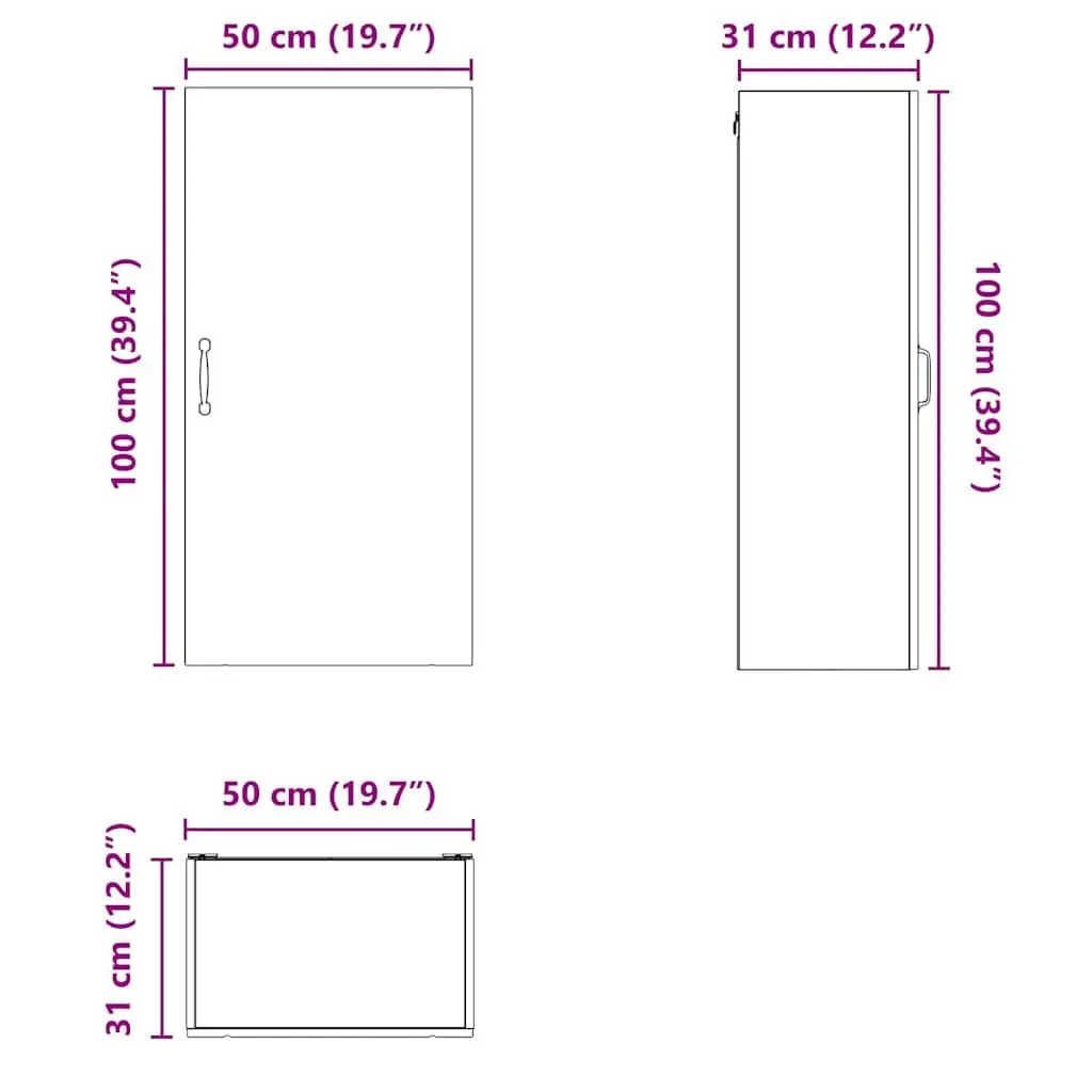 Wall Cabinet Engineered Wood 50 x 31 x 100 cm High Gloss White