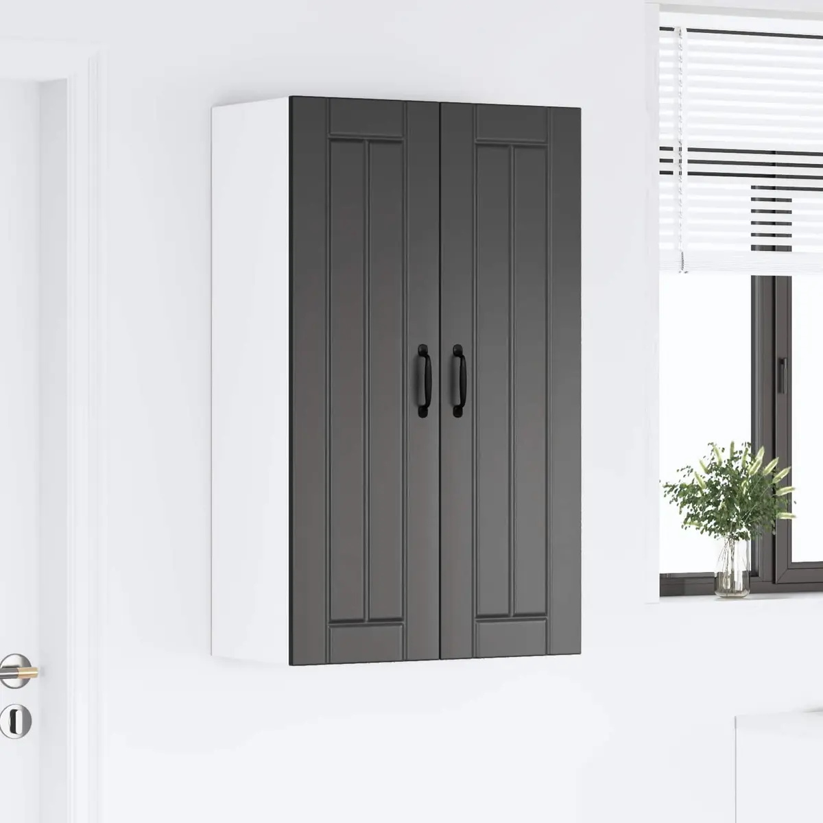 Black Wall Cabinet for Kitchen Storage