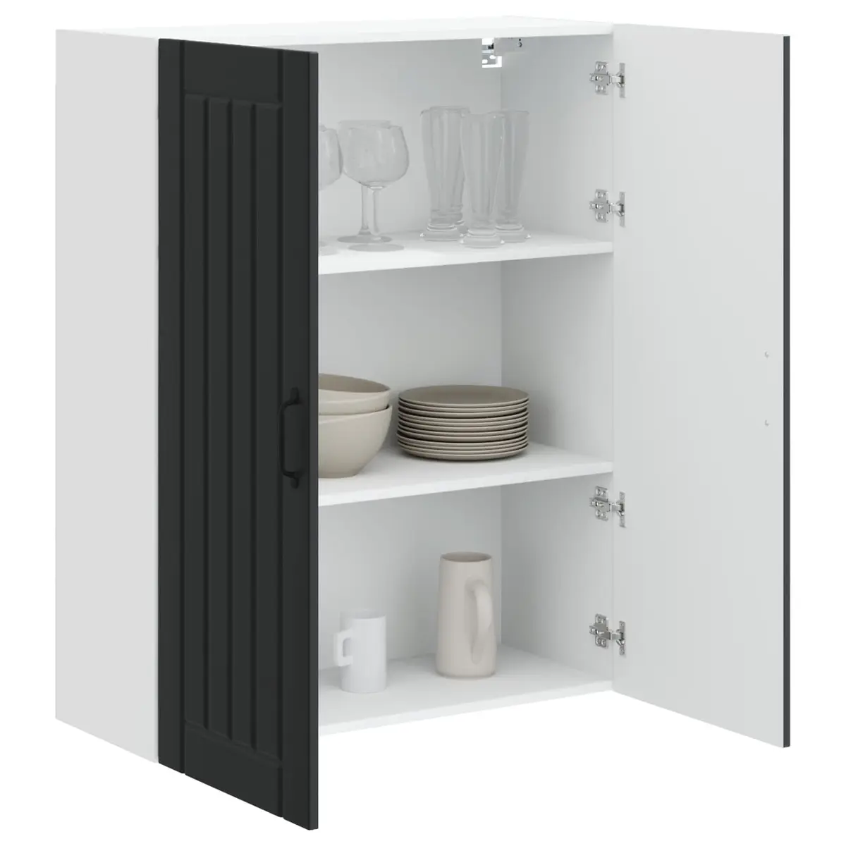 Black Engineered Wood Wall Cabinet for Kitchens