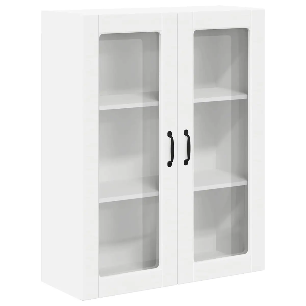 Wall Glass Cabinet White Kitchen Storage Unit 80 x 31 x 100 cm Modern Furniture