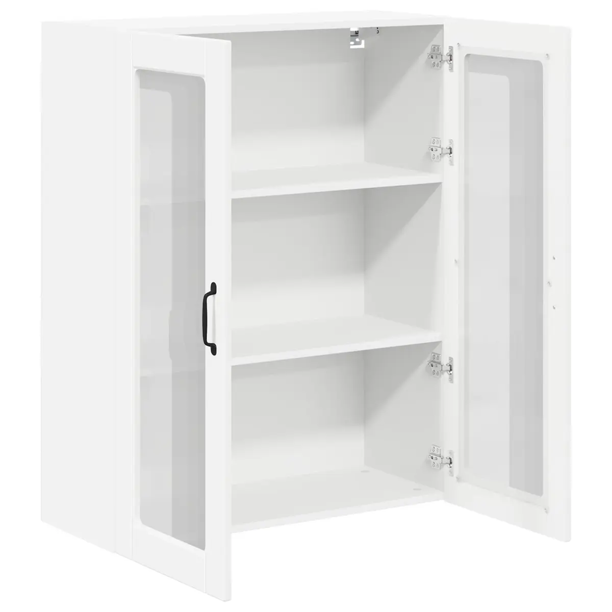 Wall Glass Cabinet White Kitchen Storage Unit 80 x 31 x 100 cm Modern Furniture