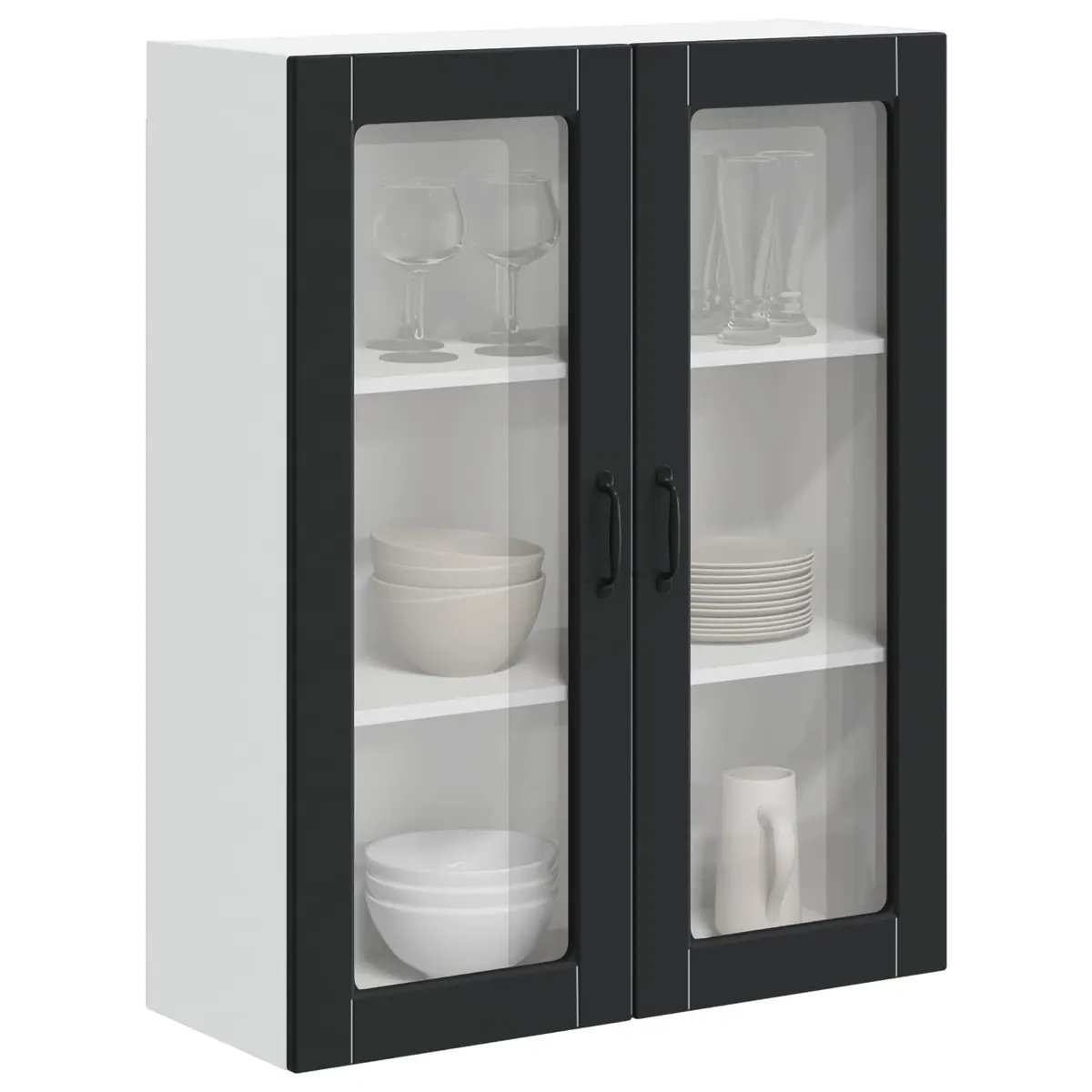 Wall Glass Cabinet Engineered Wood 80 x 31 x 100 cm Black