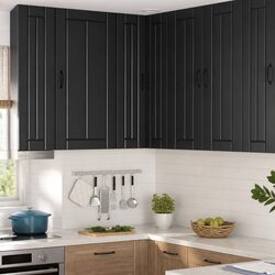 Wall Corner Kitchen Cabinet Storage Cupboard Black Modern Furniture 57x57x100cm