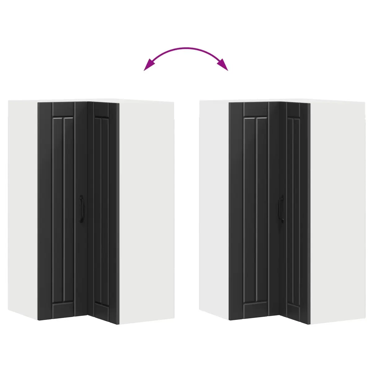 Black Wall Corner Cabinet for Kitchen Storage 57x57x100cm