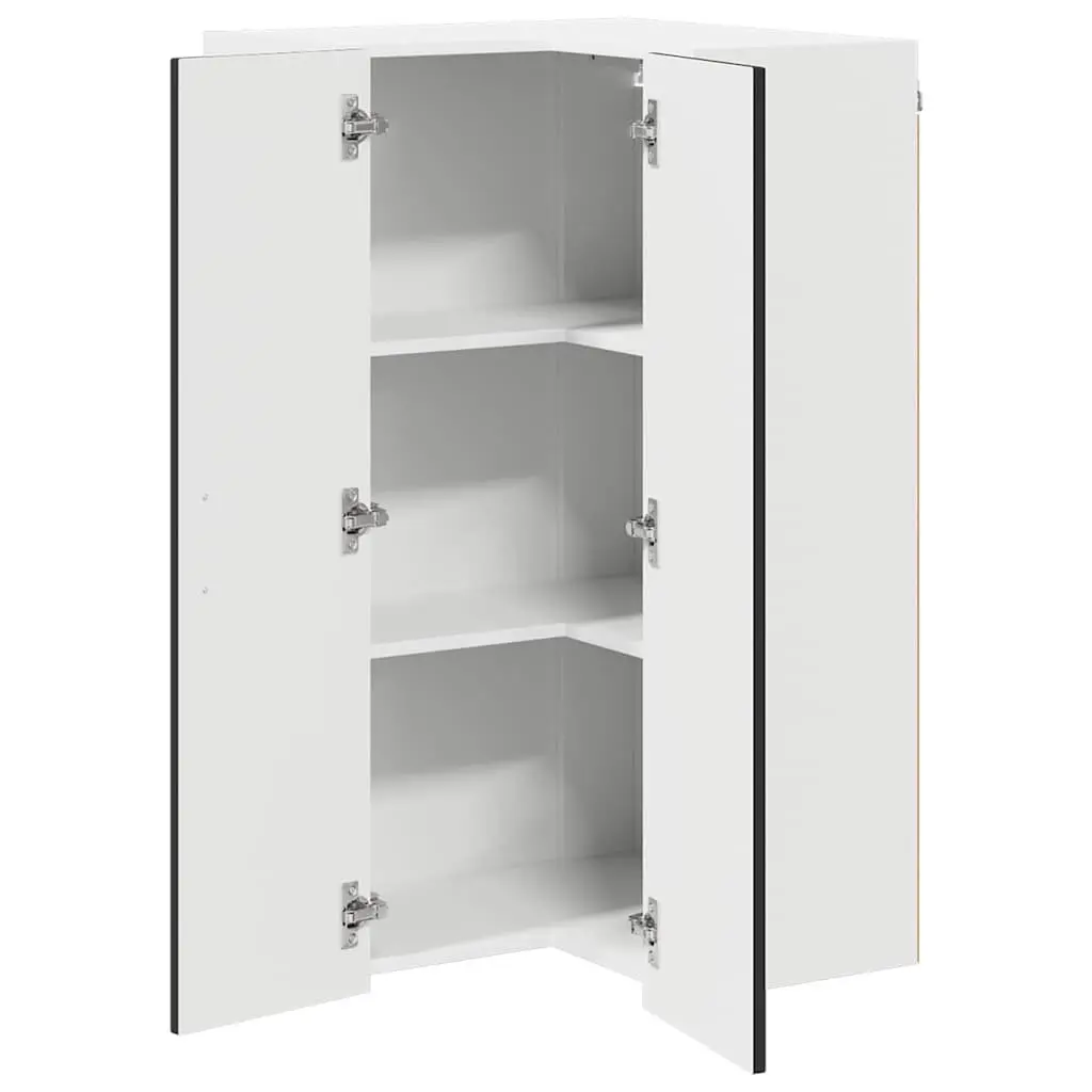 Black Wall Corner Cabinet for Kitchen Storage 57x57x100cm