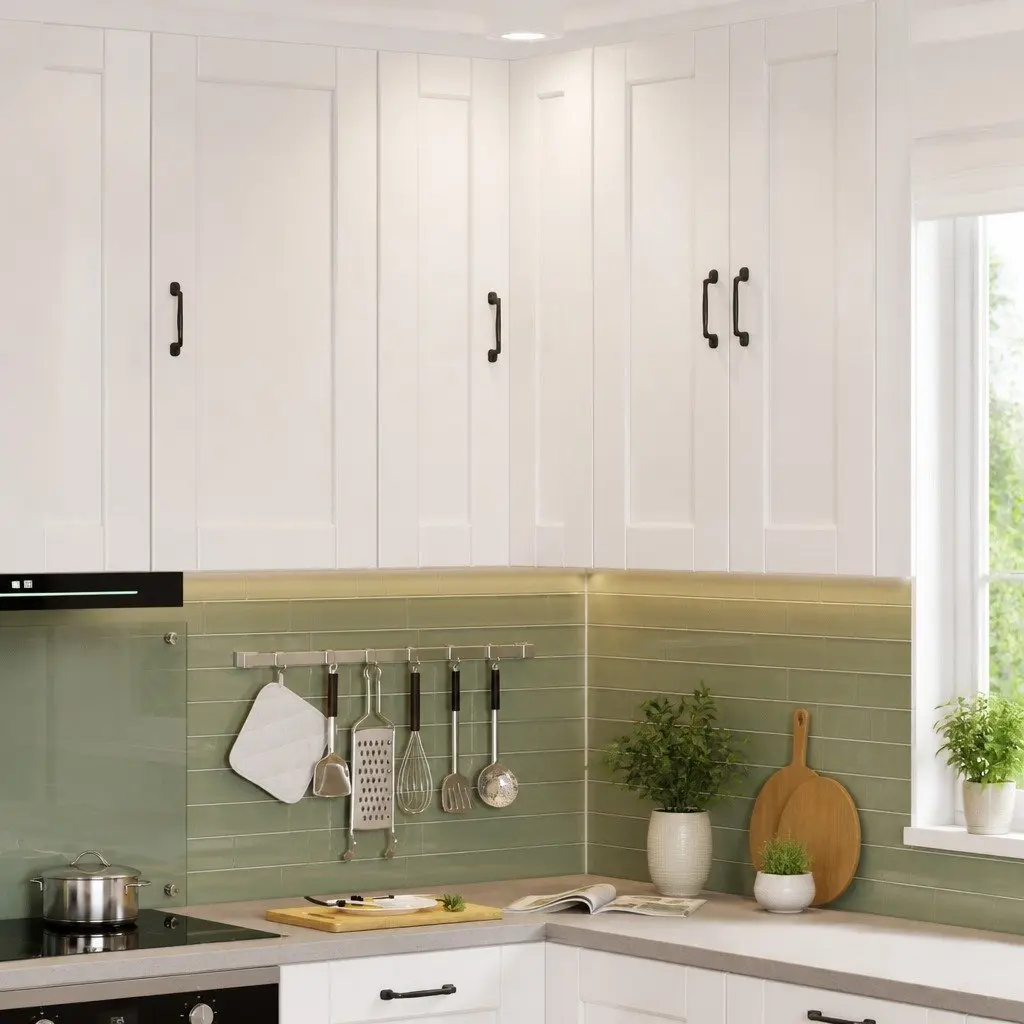 High Gloss White Corner Cabinet for Kitchen Storage 57x57x100cm