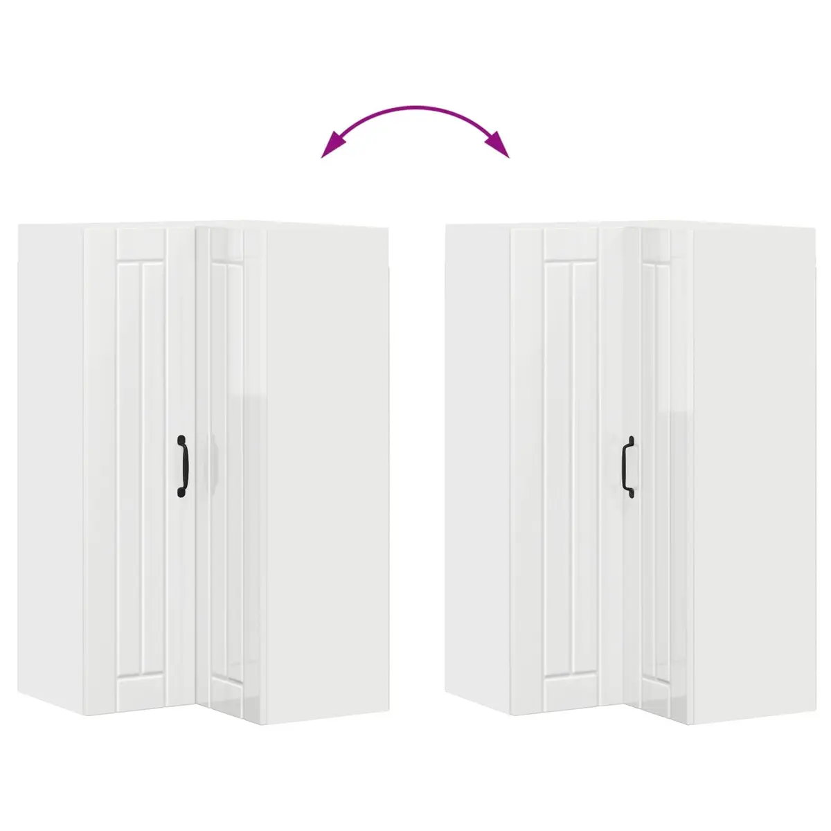 High Gloss White Corner Cabinet for Kitchen Storage 57x57x100cm
