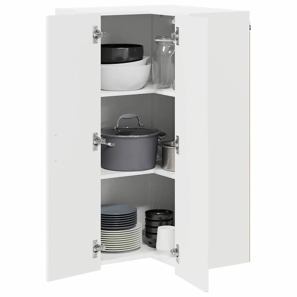 High Gloss White Corner Cabinet for Kitchen Storage 57x57x100cm