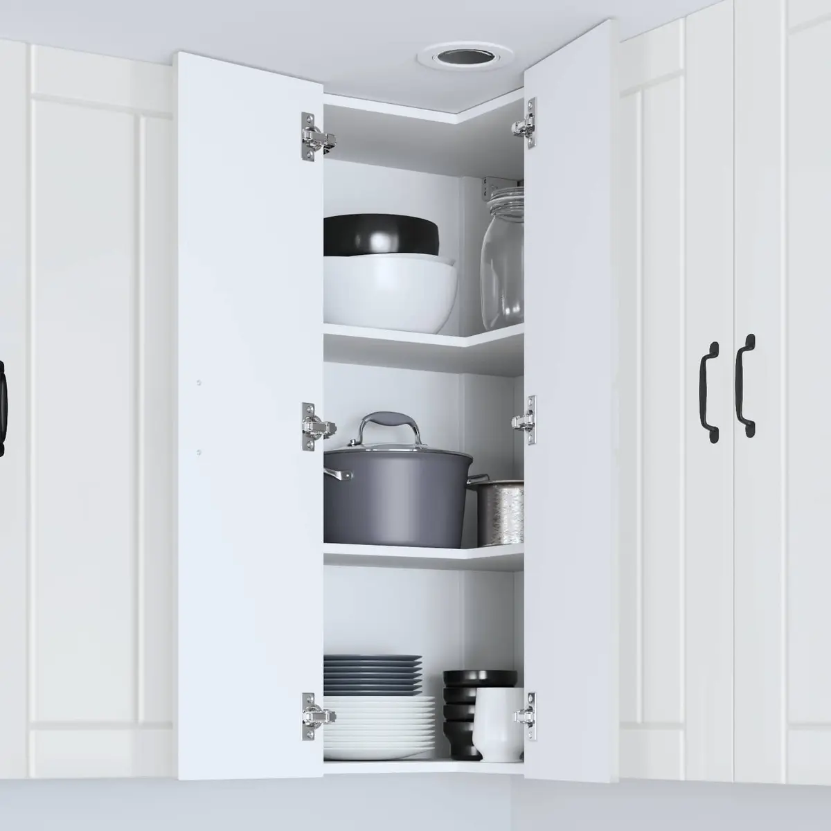 High Gloss White Corner Cabinet for Kitchen Storage 57x57x100cm
