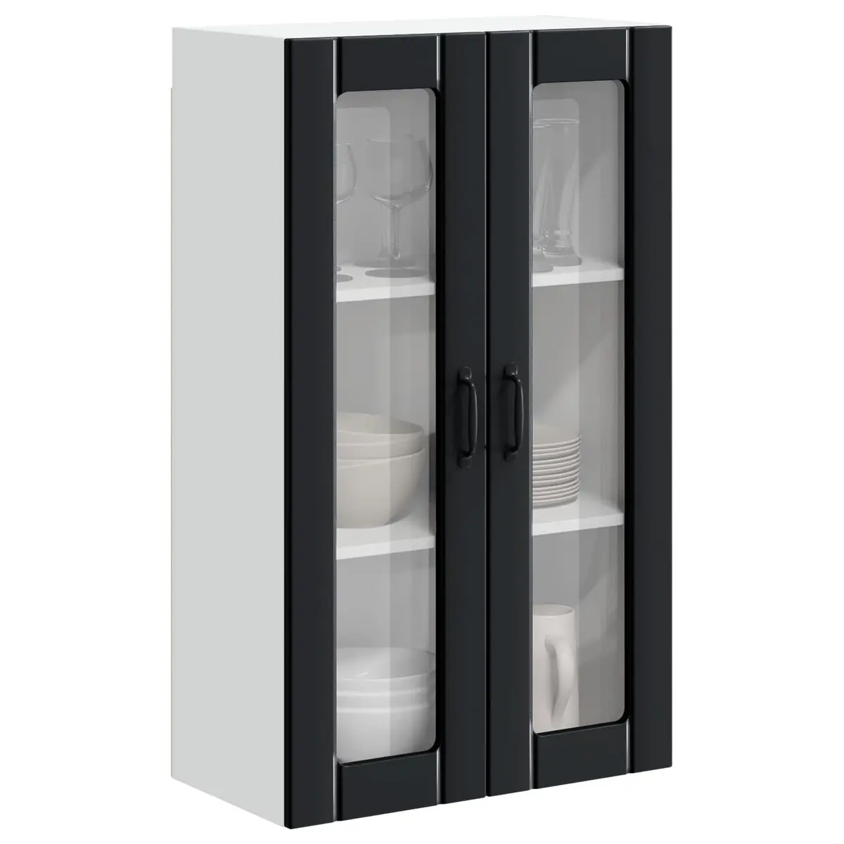 Wall Glass Cabinet Engineered Wood 60x31x100cm Black