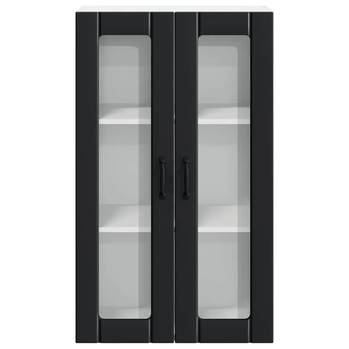 Wall Glass Cabinet Engineered Wood 60x31x100cm Black