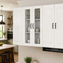 High Gloss White Wall Glass Cabinet for Kitchen Storage