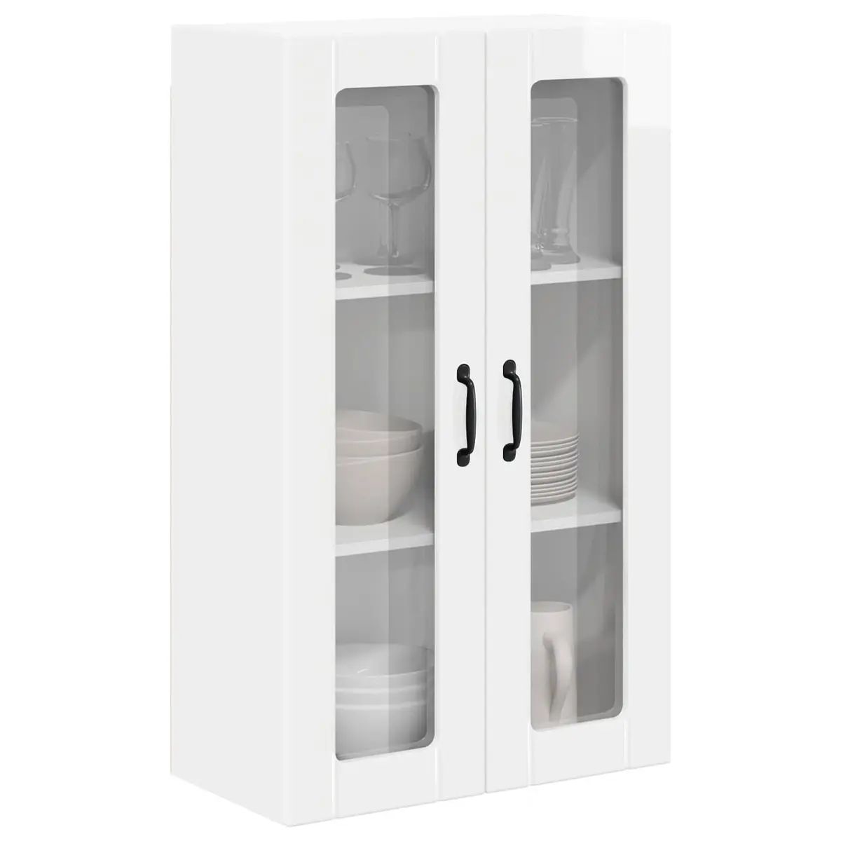 Wall Glass Cabinet Engineered Wood 60x31x100cm High Gloss White