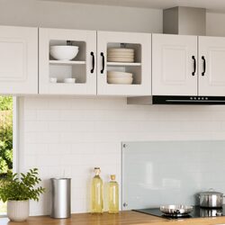 Stylish White Kitchen Storage Cabinet Set of 2