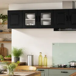 PORTO Black Wall Glass Cabinet for Modern Kitchens