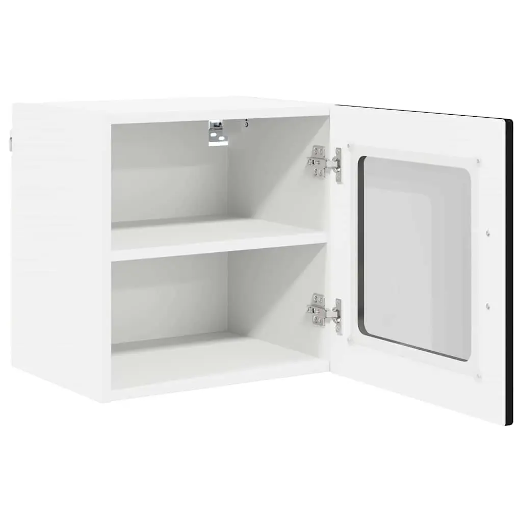 Wall Glass Cabinet Black Kitchen Storage 2 Pieces 40 x 31 x 40 cm Modern