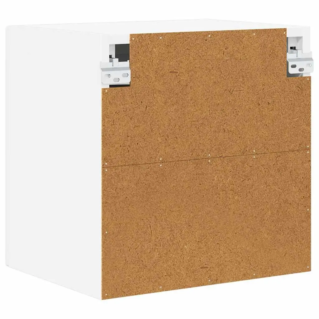 High Gloss White Wall Glass Cabinet with Wooden Shelves