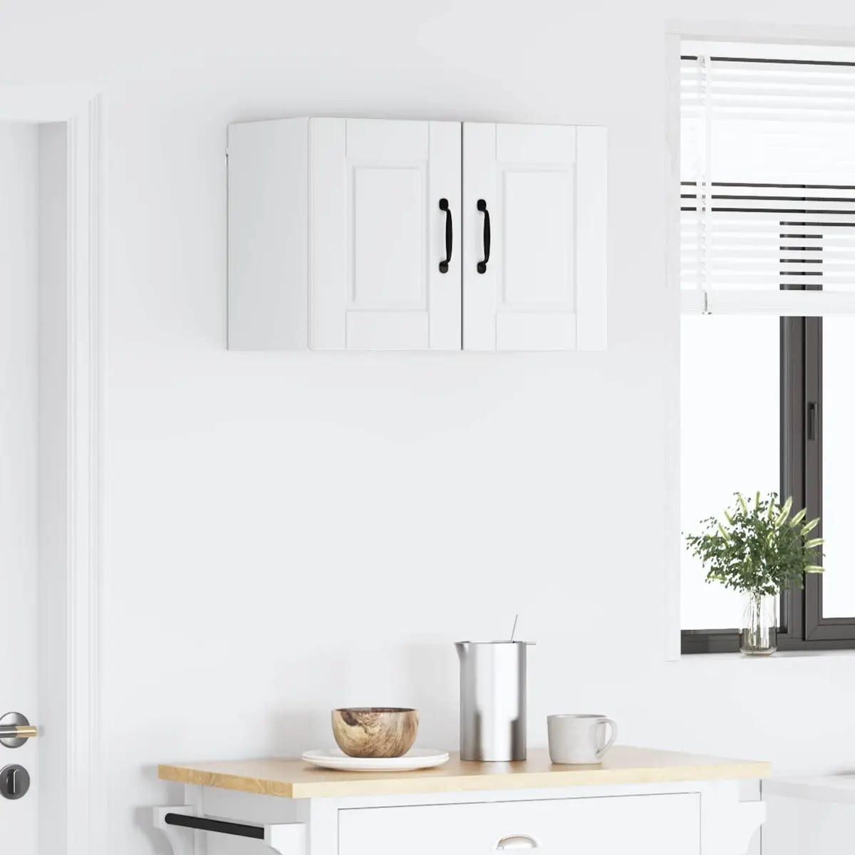 Wall-Mounted Kitchen Cabinet 2 Pieces White Storage Unit Shelving Organiser