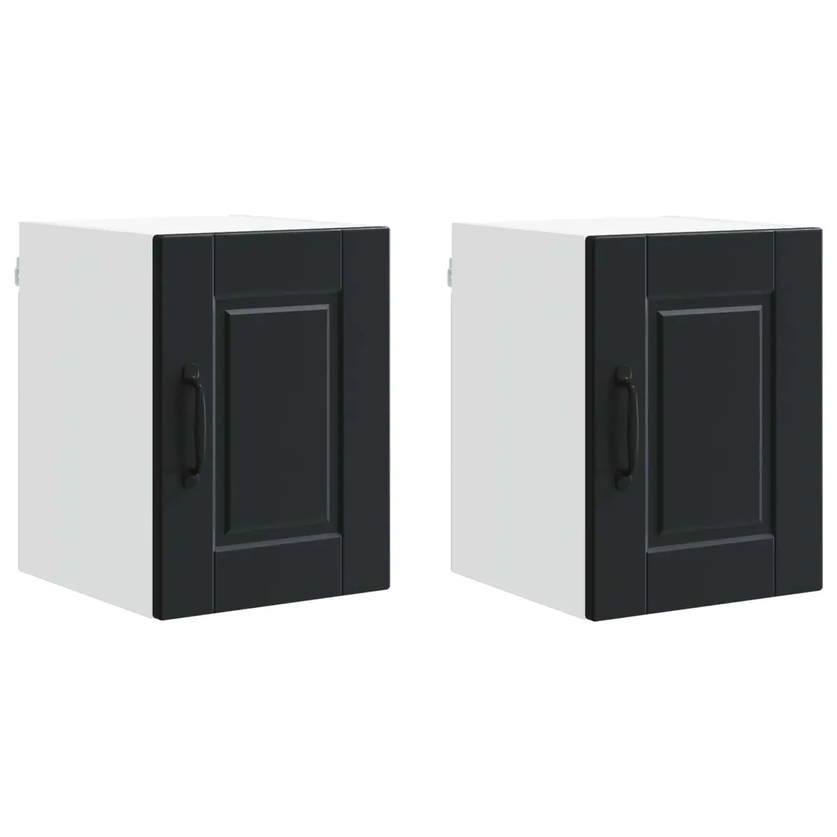 Wall Mounted Cabinet Black Engineered Wood 30cm x 31cm x 40cm Kitchen Storage Set of 2