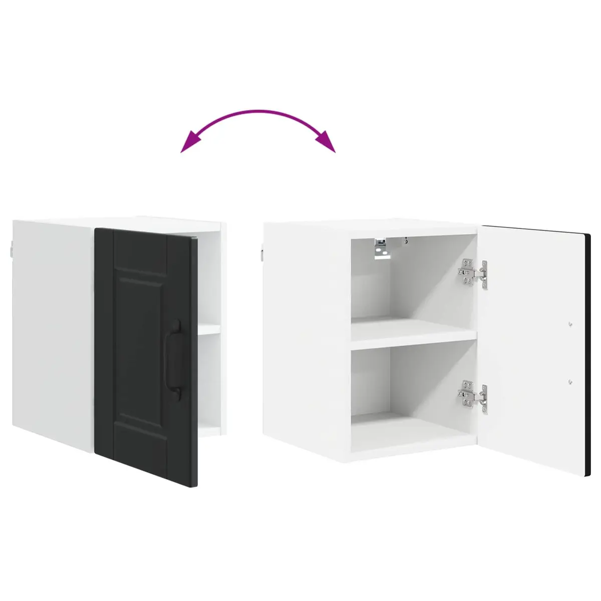 Wall Mounted Cabinet Black Engineered Wood 30cm x 31cm x 40cm Kitchen Storage Set of 2