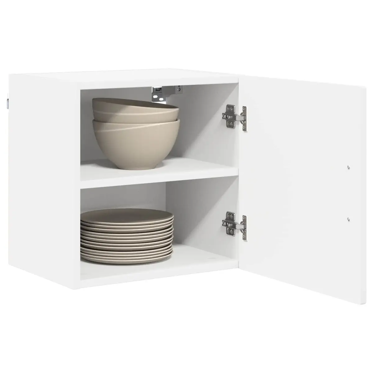 Wall Cabinet Kitchen Storage 2 pcs White Engineered Wood Shelves Compartments