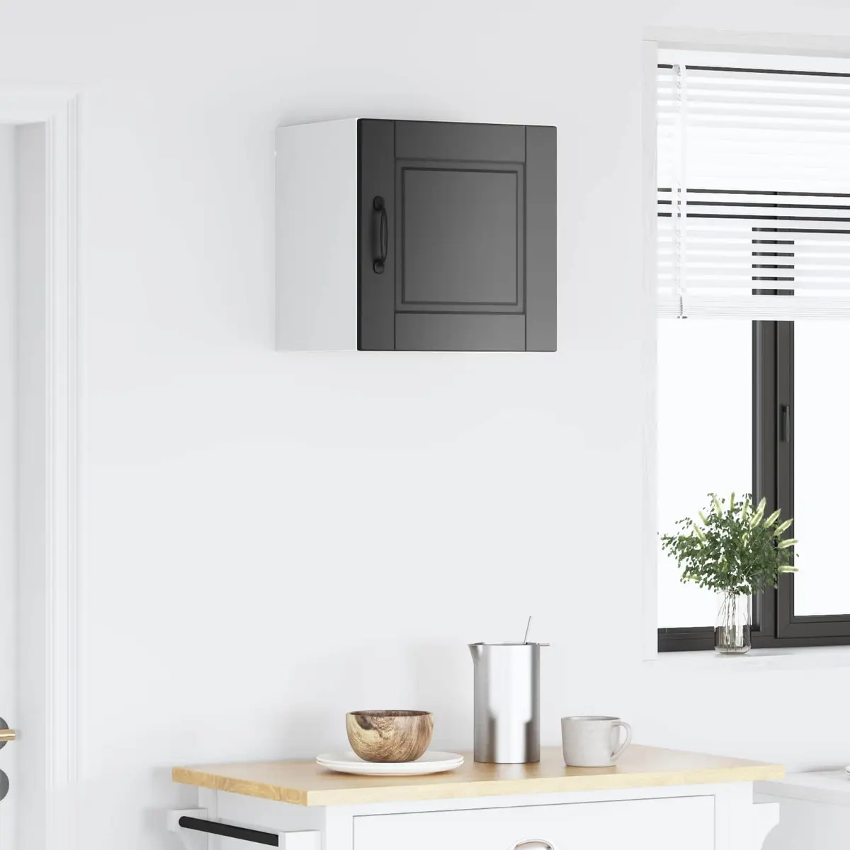 Black Engineered Wood Wall Cabinet Kitchen Storage 40x31x40 cm